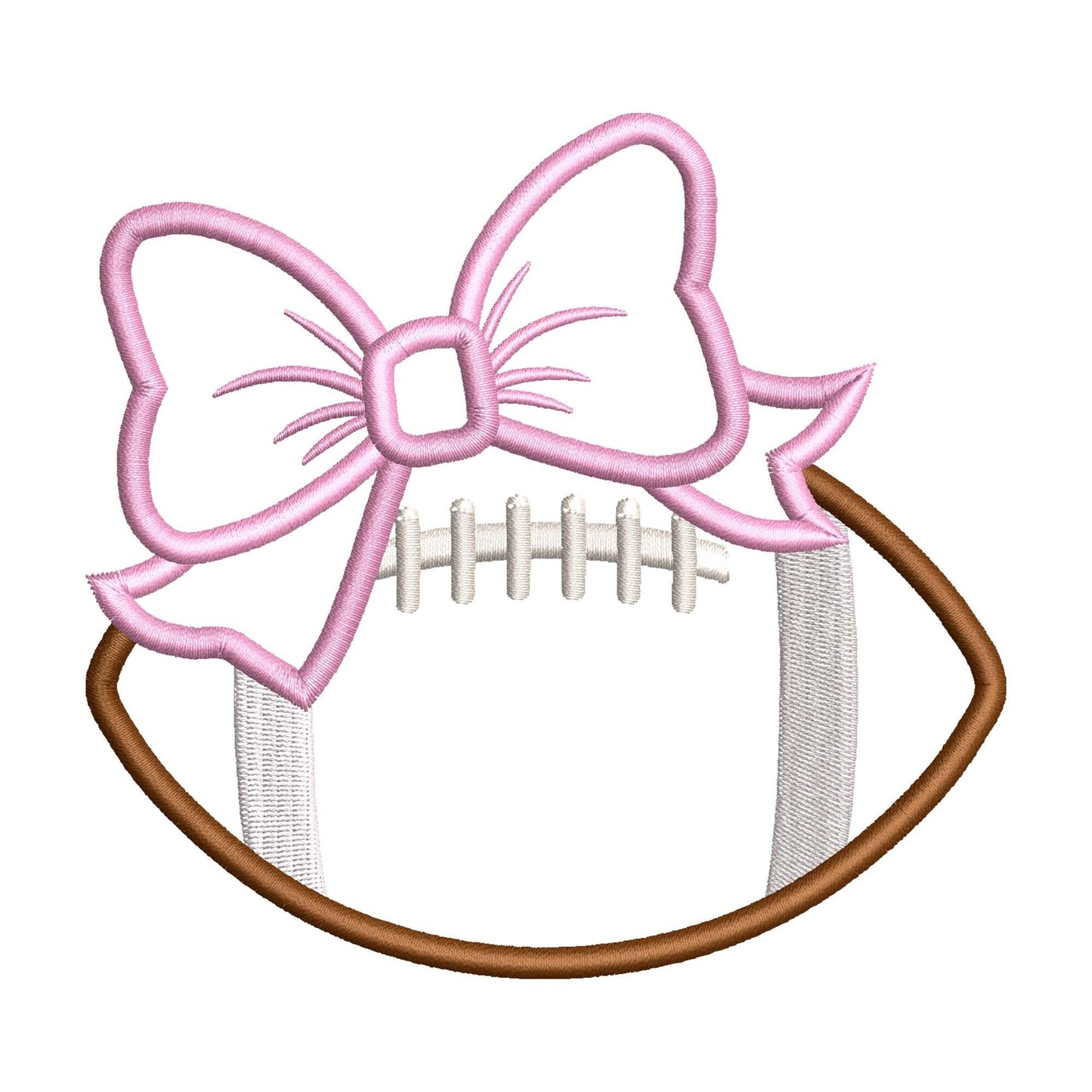 Football with Bow Satin Stitch Applique Embroidery Design