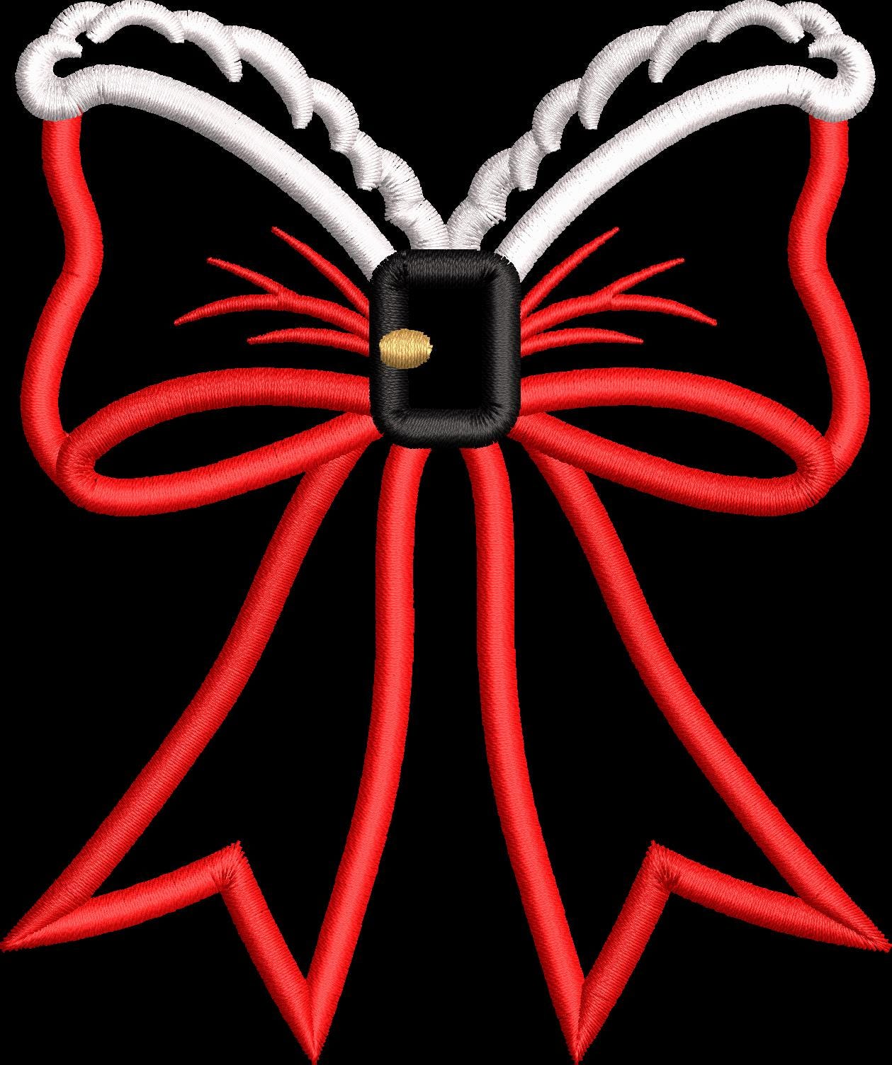 Side Bow Christmas Embroidery Satin Stitch Applique Design 4 Sizes