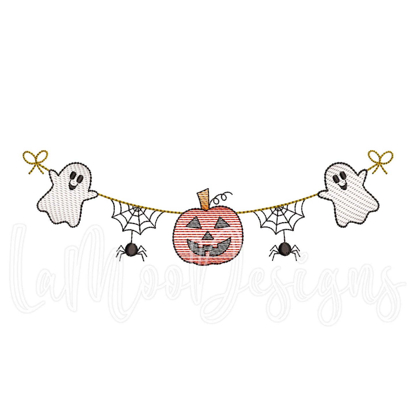 Halloween Sketch Design Banner Embroidery Design