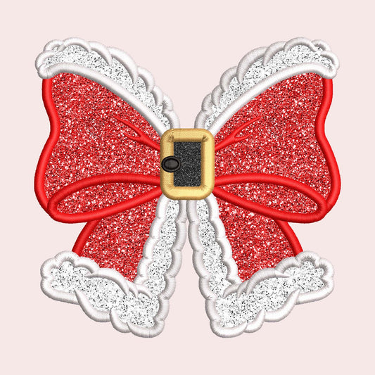 Christmas Coquette Bow Embroidery Satin Stitch Applique Design