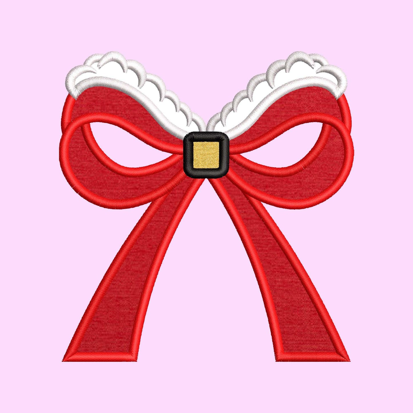 Christmas Side Bow Embroidery Satin Stitch Applique Design 6 Sizes