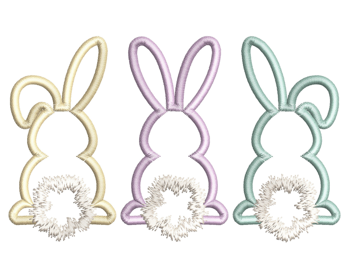 Easter Bunny Trio Satin Stitch Applique Embroidery Design