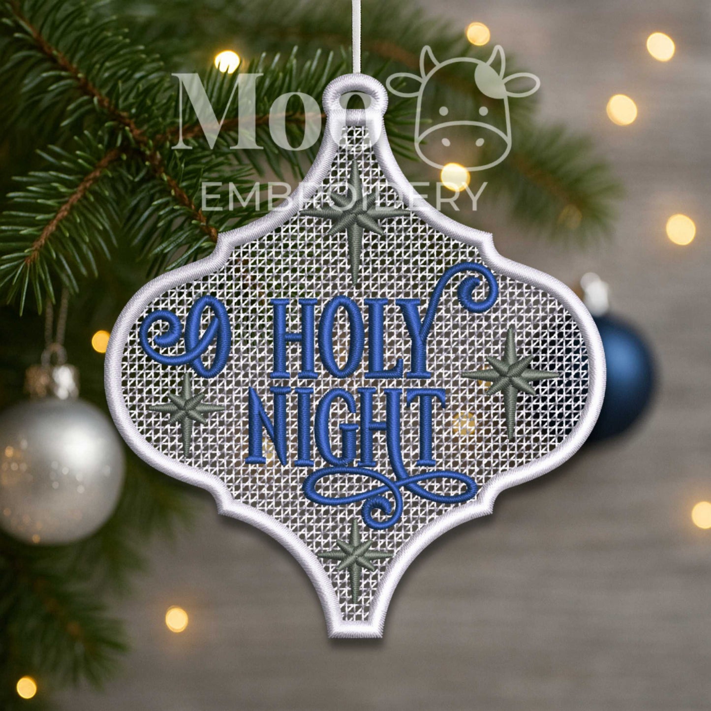 O Holy Night Freestanding Lace Christmas Ornament Embroidery Design (Digital Download)