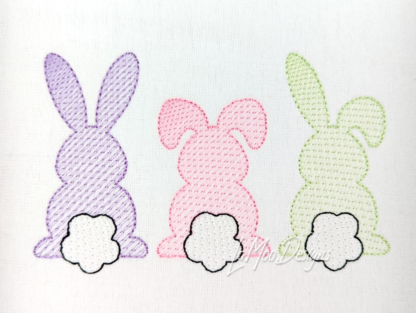 Easter Bunny Trio Embroidery Sketch Design