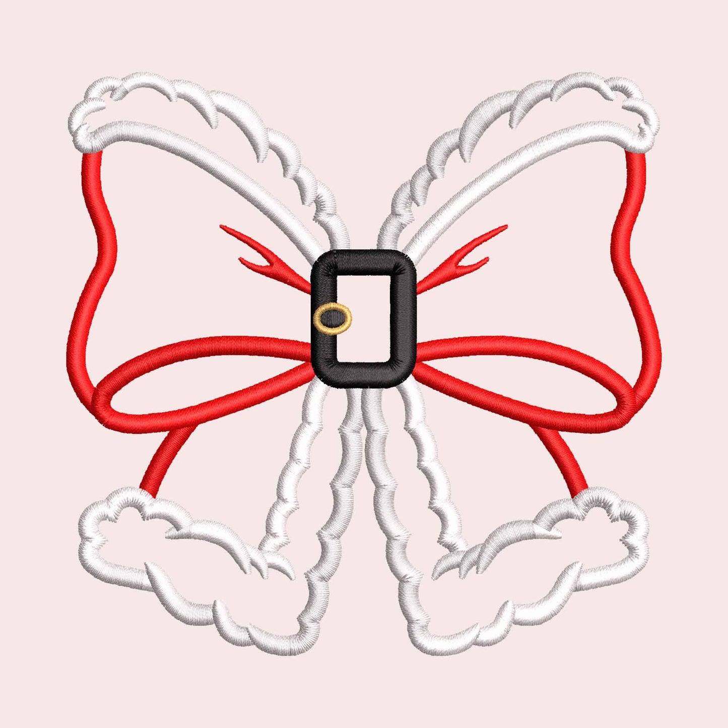 Christmas Coquette Bow Embroidery Satin Stitch Applique Design