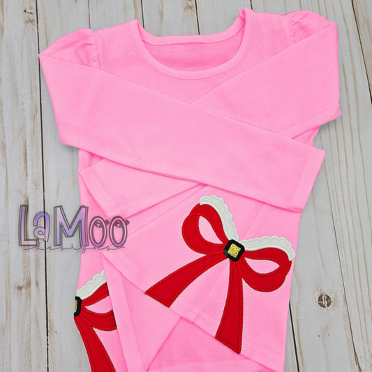 Christmas Side Bow Embroidery Satin Stitch Applique Design 6 Sizes