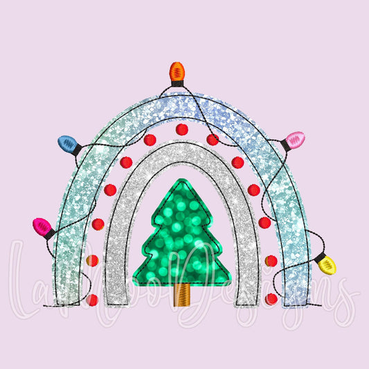 Bean Stitch Christmas Rainbow Embroidery Applique Design