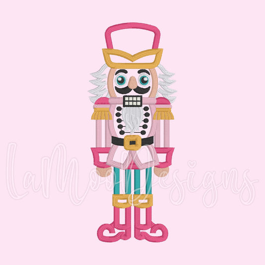 Nutcracker Satin Stitch Applique Design 4 Sizes - Christmas Embroidery Design