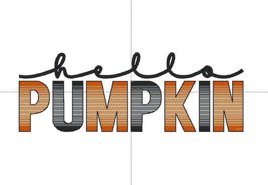 Hello Pumpkin Sketch Design Halloween Embroidery Design