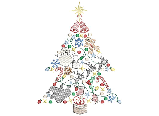 Christmas Tree Sketch Embroidery Design