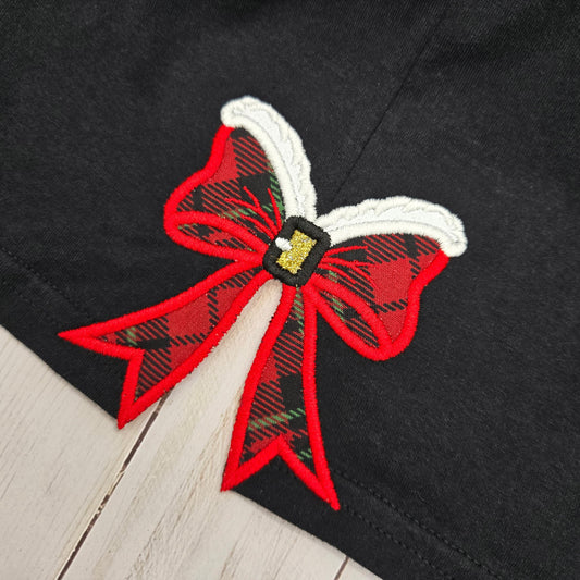 Side Bow Christmas Embroidery Satin Stitch Applique Design 4 Sizes