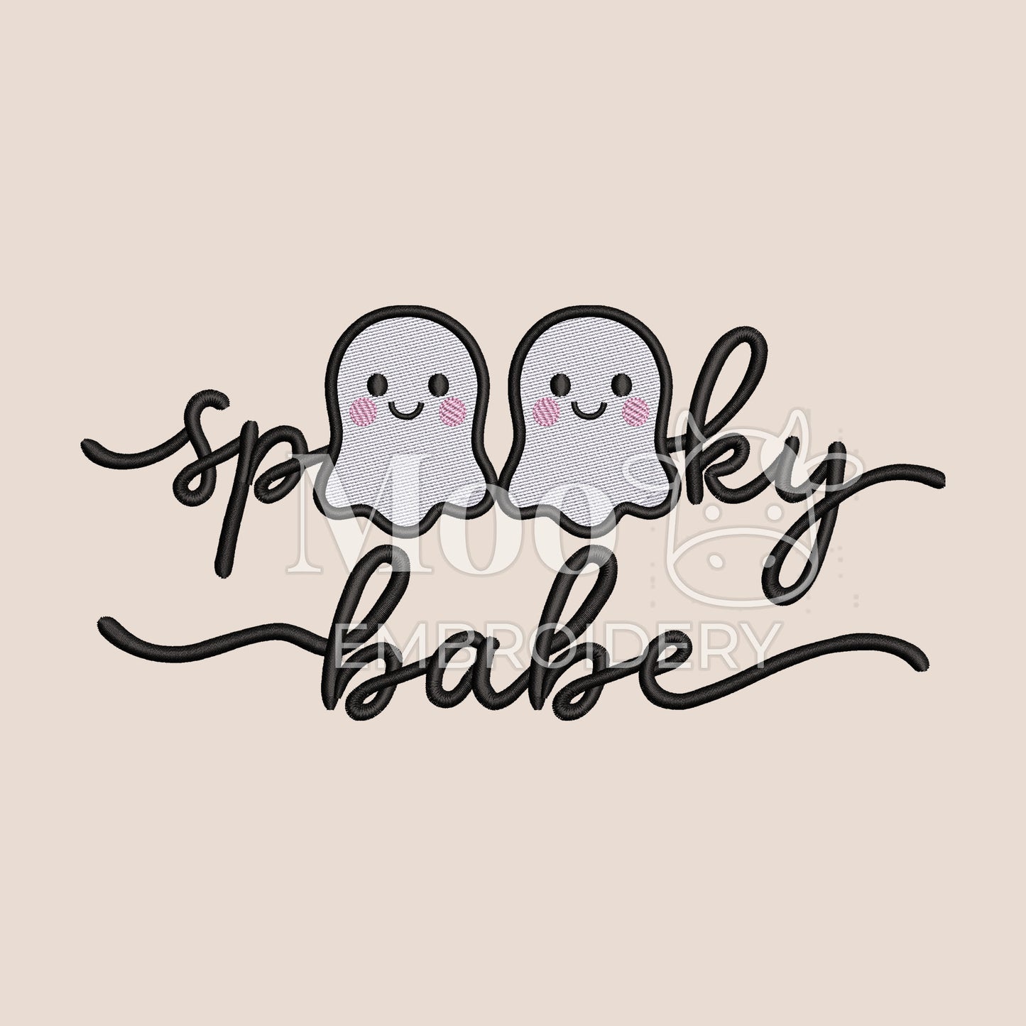 Spooky Babe Halloween Embroidery Filled Stitch Design