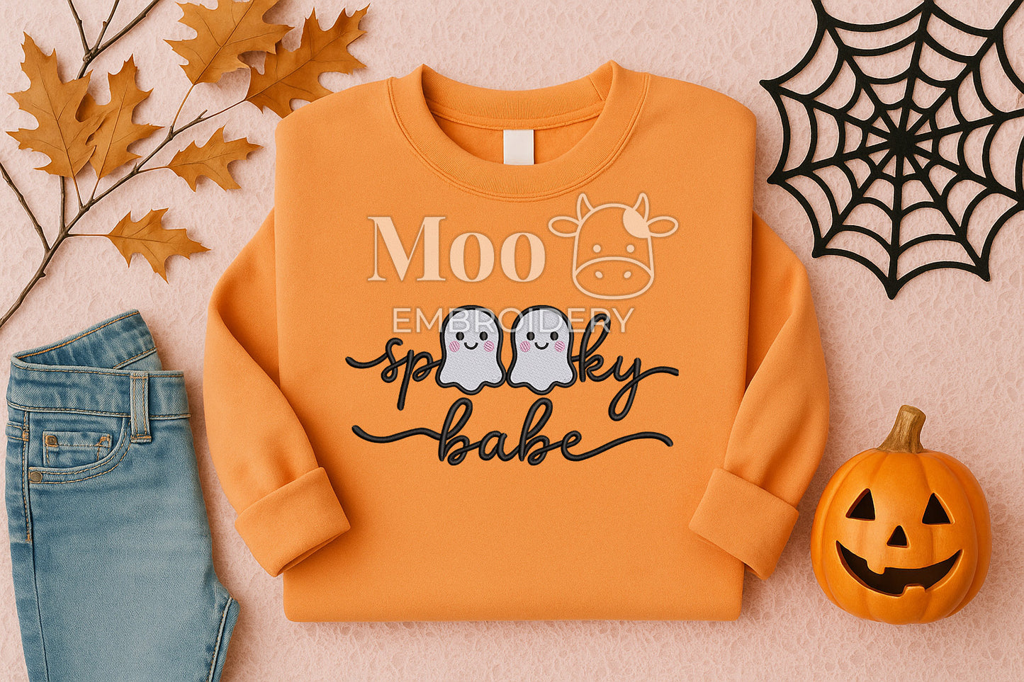 Spooky Babe Halloween Embroidery Filled Stitch Design