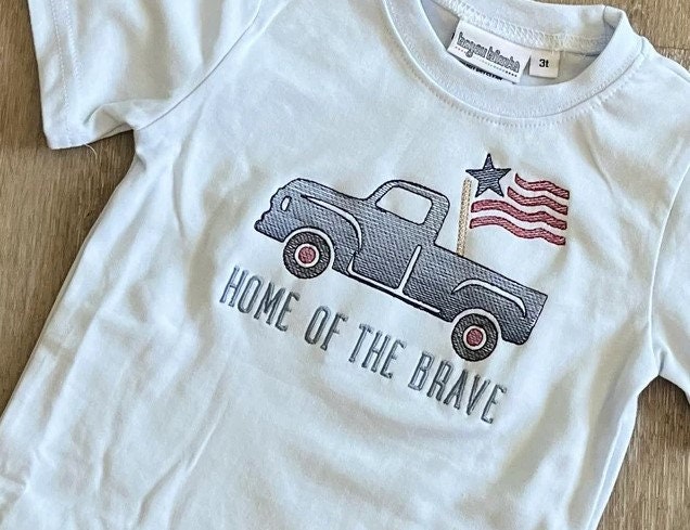 4th of July Sketch Design Truck Embroidery Design