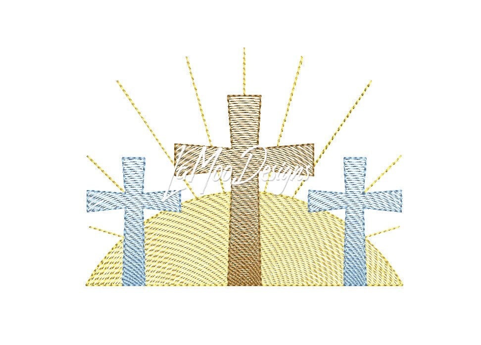 Easter Cross Sketch Design Embroidery