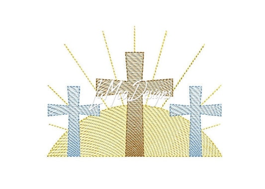 Easter Cross Sketch Design Embroidery
