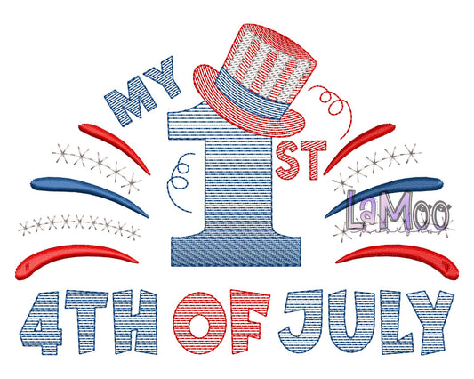 My First 4th of July Sketch Design Embroidery Design