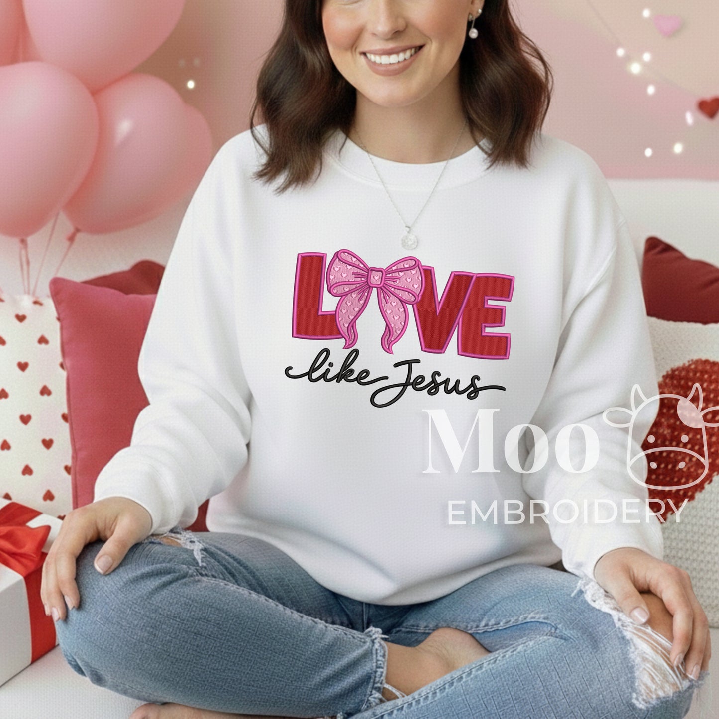 Love Like Jesus Fill Stitch Embroidery Design, Christian Valentine's Day Faith Embroidery (5 Sizes) (Digital Download) (Copy)