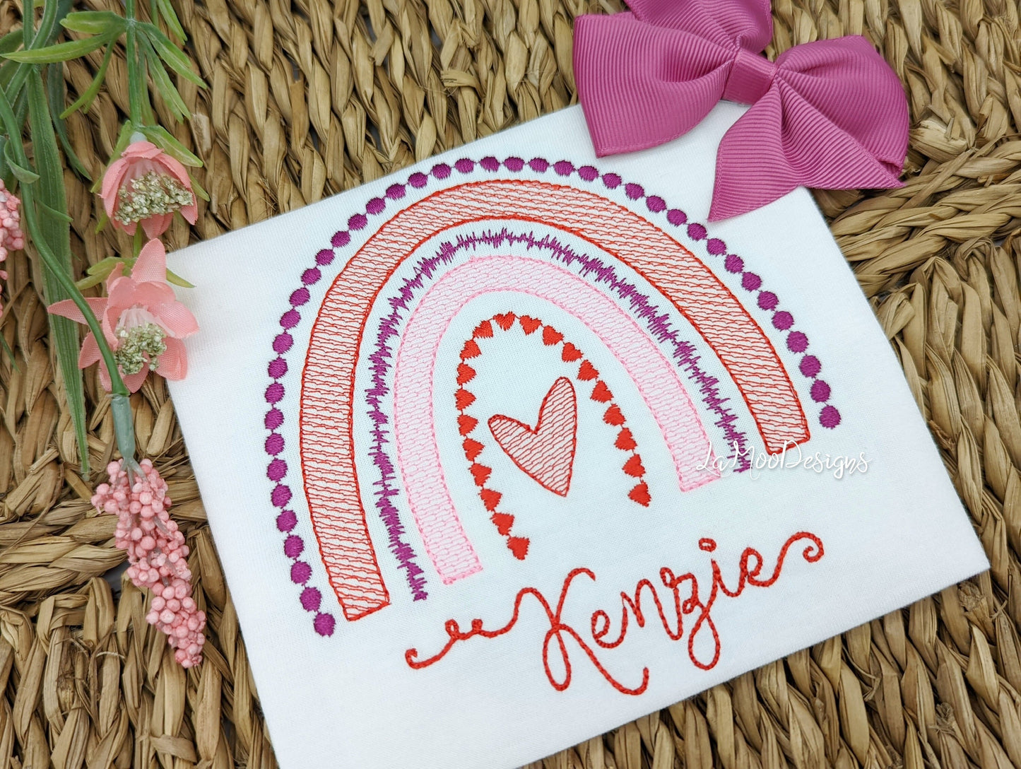 Valentine's Day Sketch Design Rainbow Embroidery