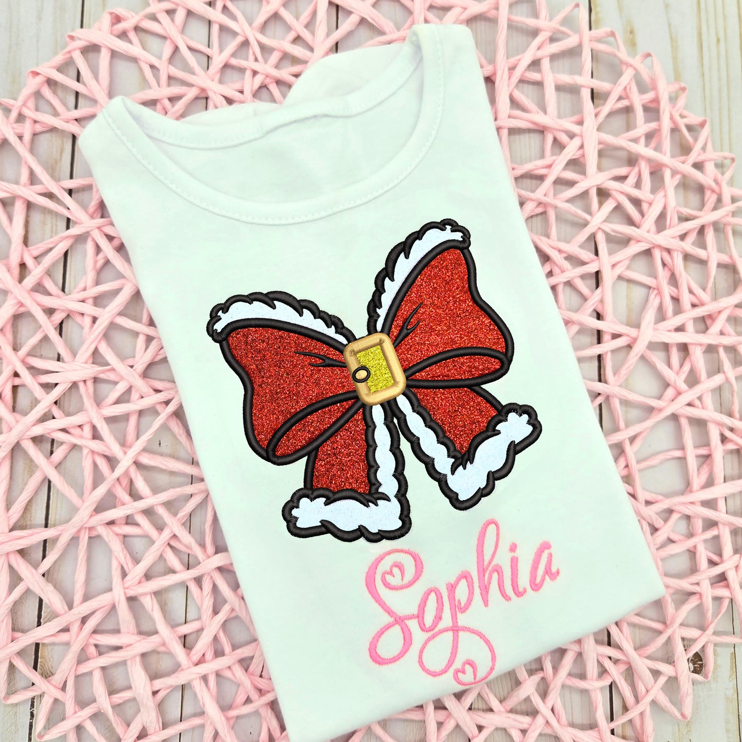 Christmas Coquette Bow Embroidery Satin Stitch Applique Design