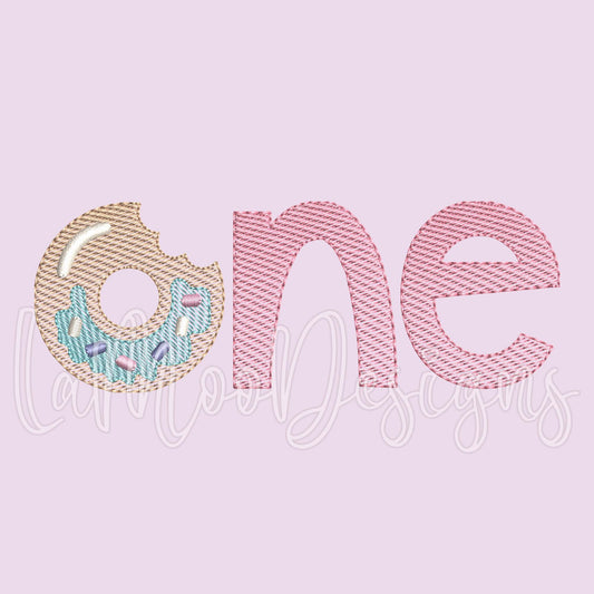 First Birthday Donut Sketch Design Embroidery