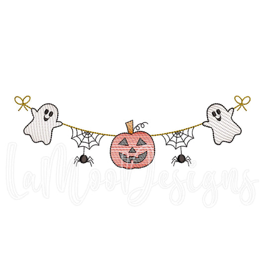 Halloween Sketch Design Banner Embroidery Design