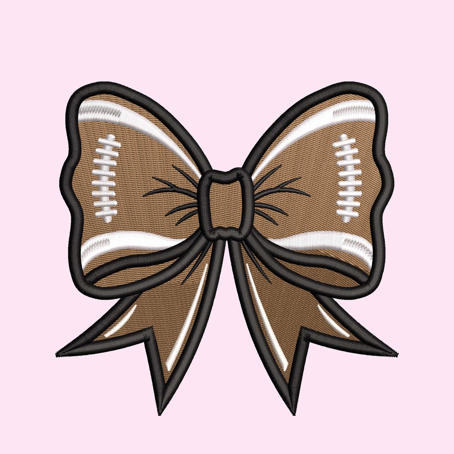 Filled Stitch Football Bow Machine Embroidery Design