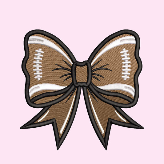 Filled Stitch Football Bow Machine Embroidery Design