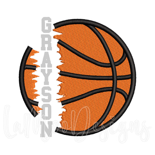 Split basketball Embroidery Design 6 Sizes