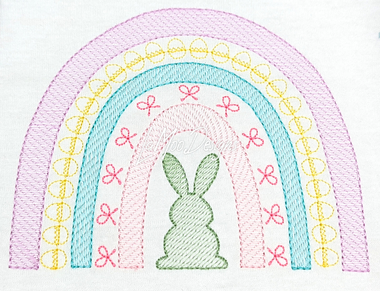 Easter Rainbow Quick Sketch Embroidery Design | Bunny Rabbit Sketch Design 4 Sizes