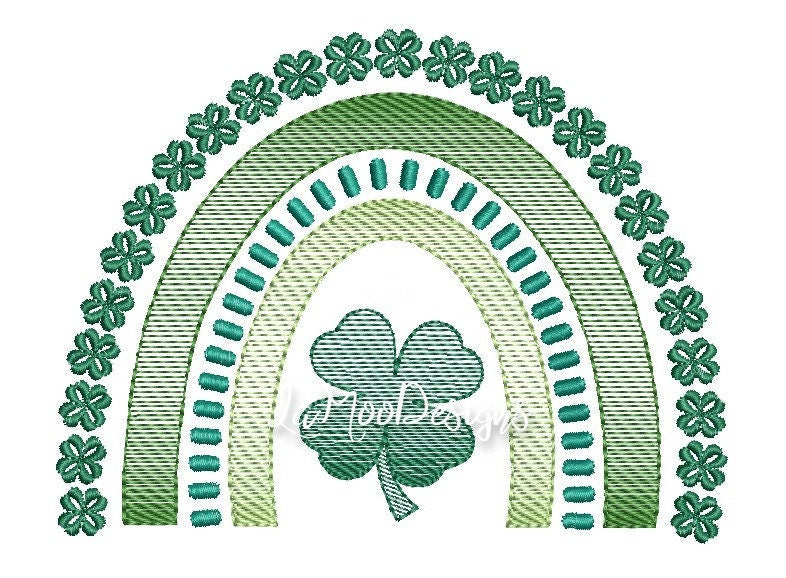 St Patrick's Day Sketch Design Rainbow Embroidery Design