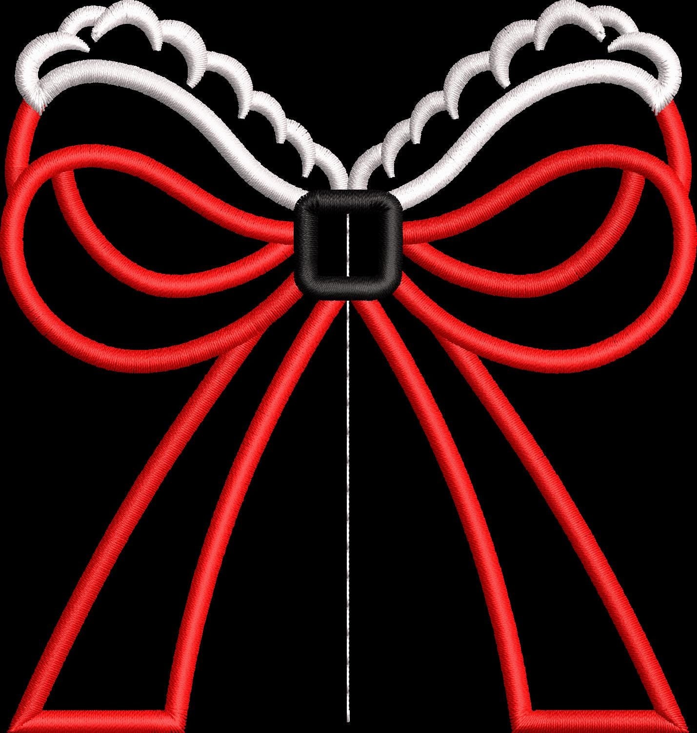 Christmas Side Bow Embroidery Satin Stitch Applique Design 6 Sizes