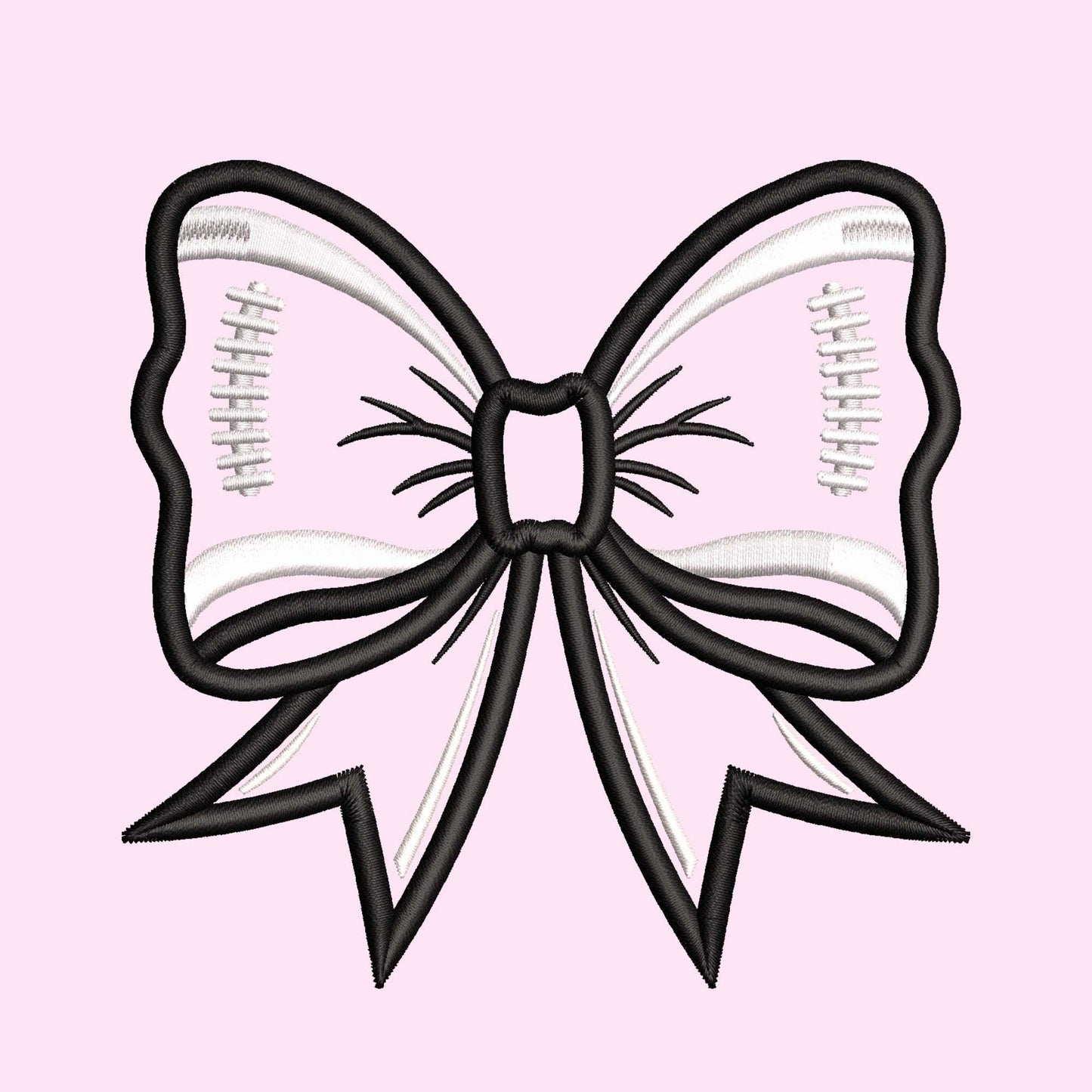 Football Bow Satin Stitch Applique Embroidery Design