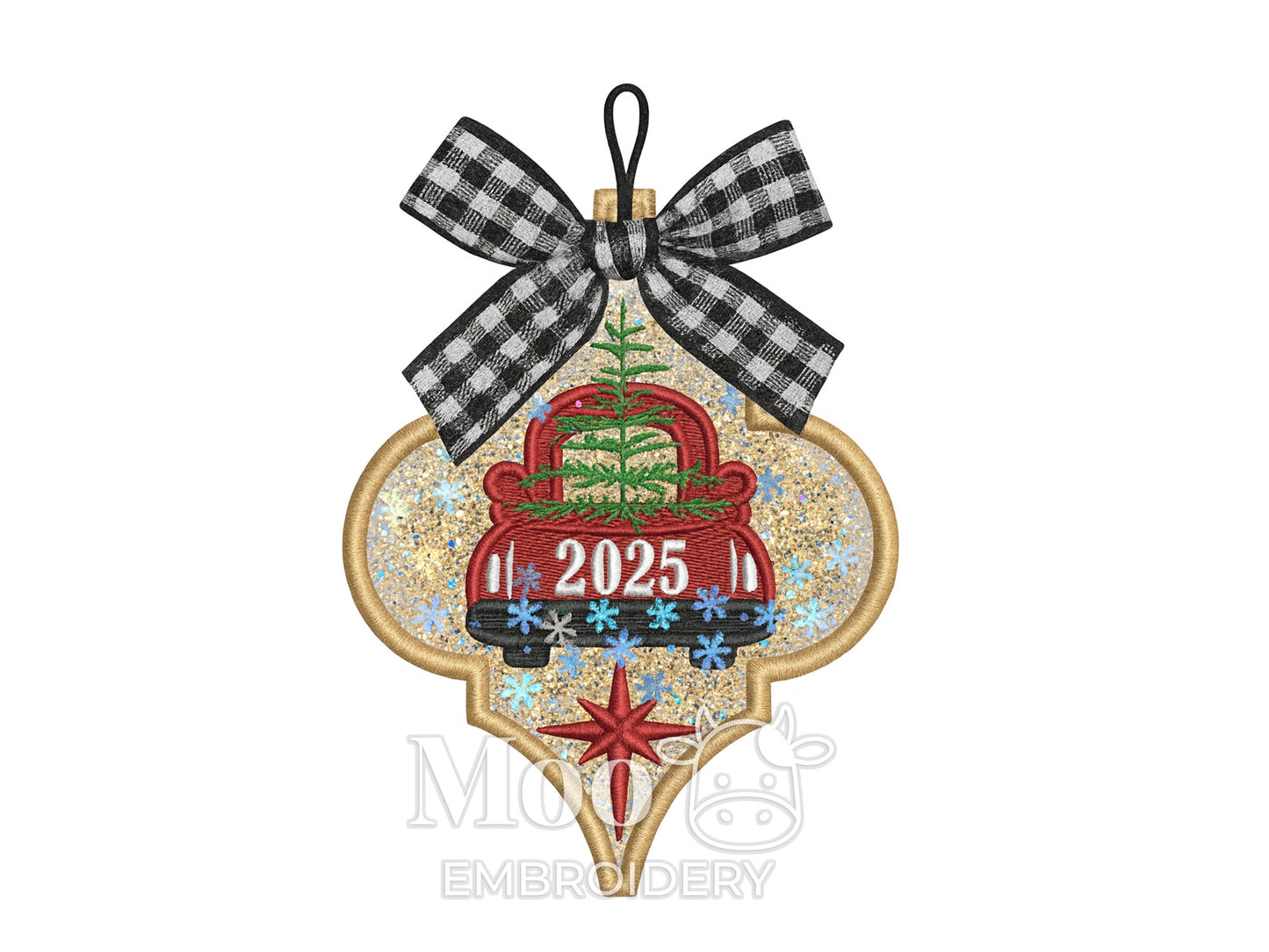 2025 Christmas Red Truck Shaker Ornament Applique Design