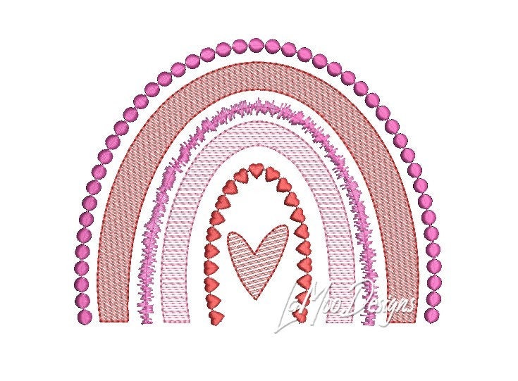 Valentine's Day Sketch Design Rainbow Embroidery