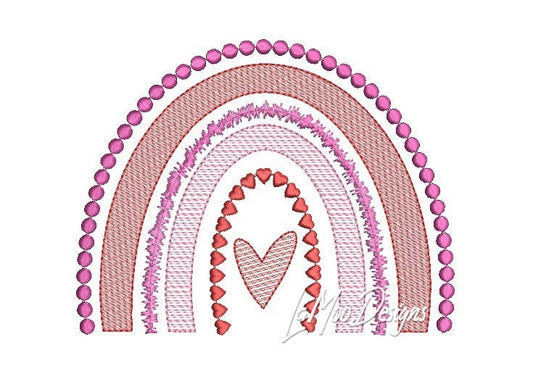 Valentine's Day Sketch Design Rainbow Embroidery