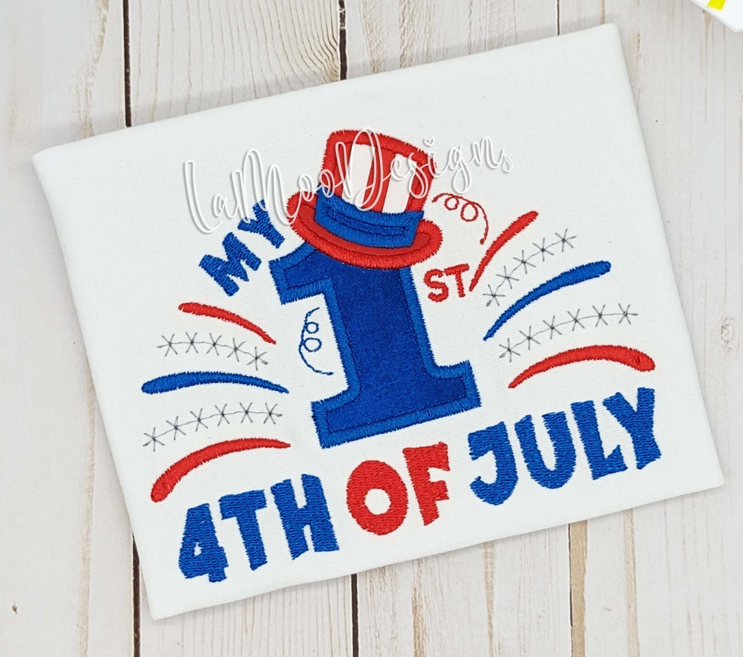 My First 4th of July Satin Stitch Applique Design Embroidery