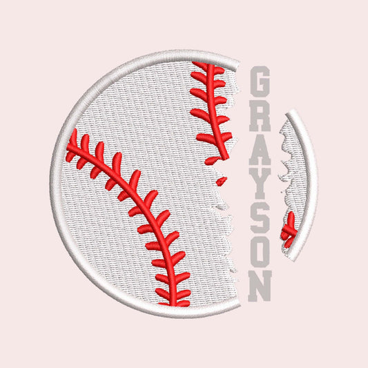 Split Baseball Embroidery Design 7 Sizes