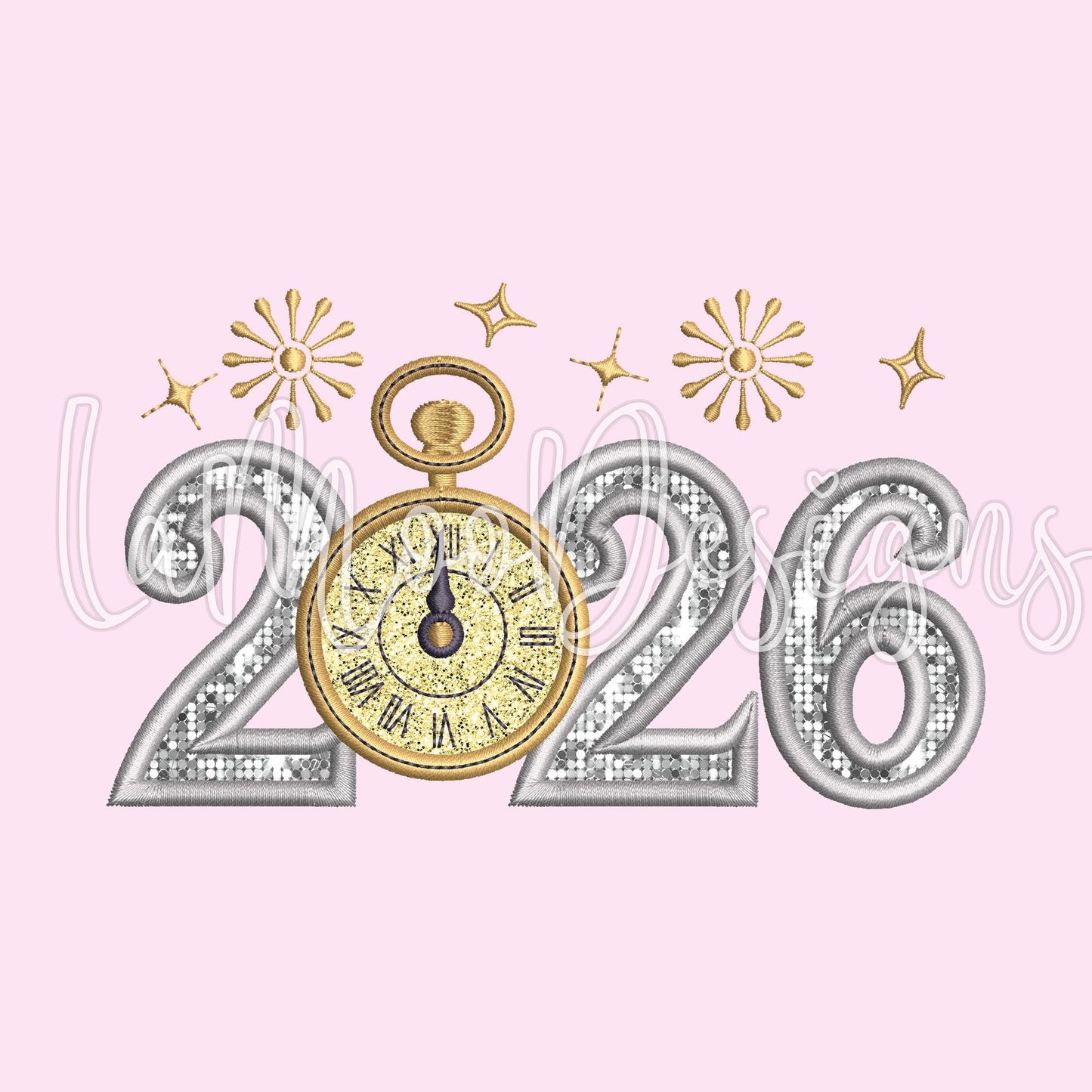 New Year 2026 Satin Stitch Applique Embroidery Design