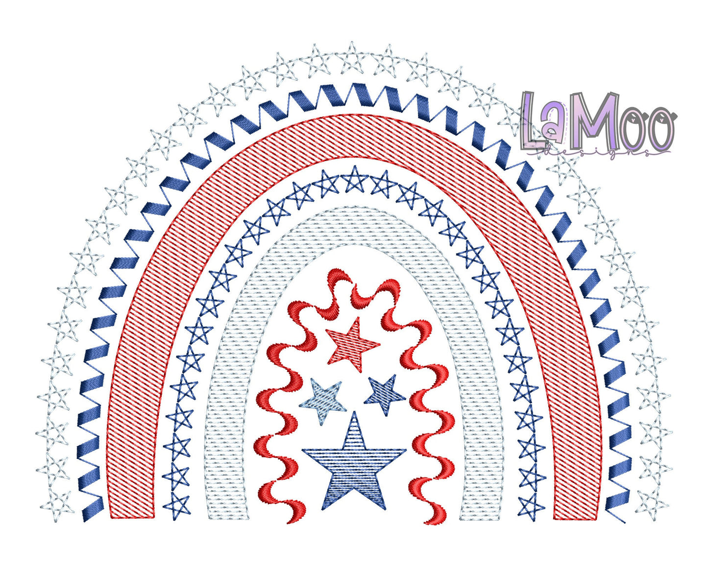 4th of July Quick Sketch Design Rainbow Embroidery