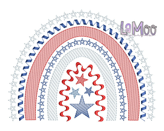 4th of July Quick Sketch Design Rainbow Embroidery