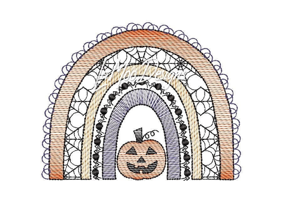 Halloween Quick Sketch Design Rainbow Embroidery Design