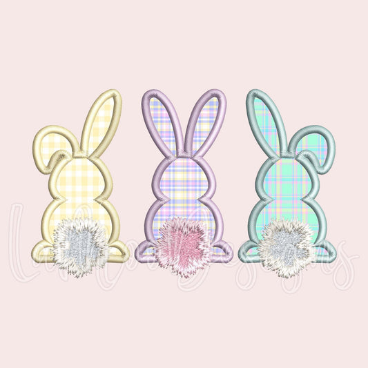 Easter Bunny Trio Satin Stitch Applique Embroidery Design