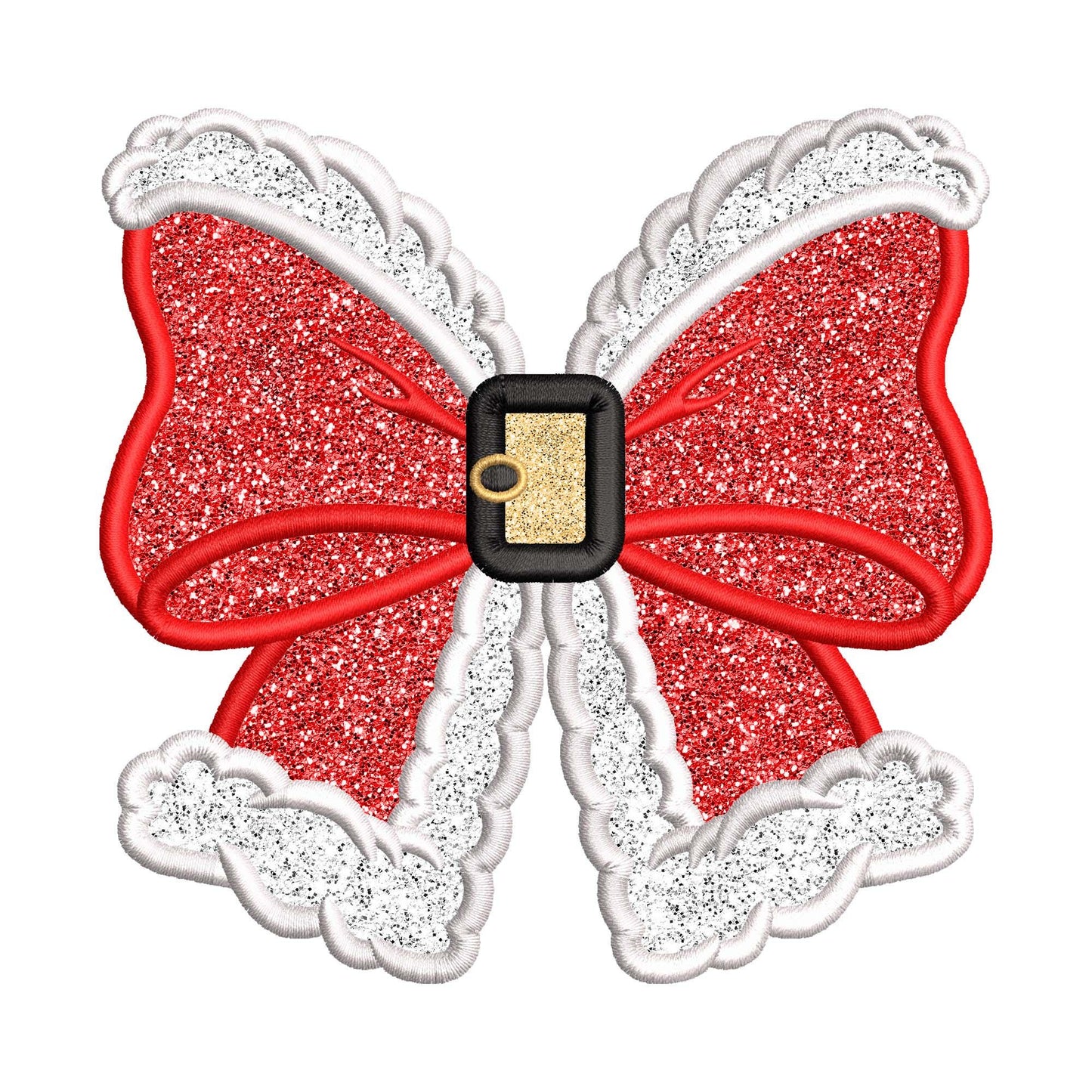 Christmas Coquette Bow Embroidery Satin Stitch Applique Design