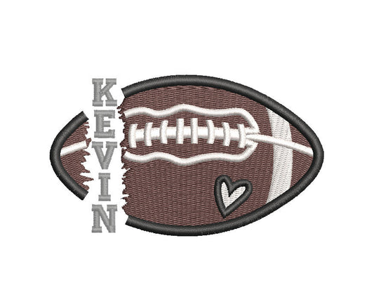 Split Football Embroidery Design with Heart