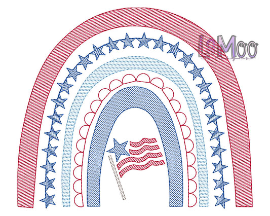 4th of July Rainbow Embroidery Sketch Design
