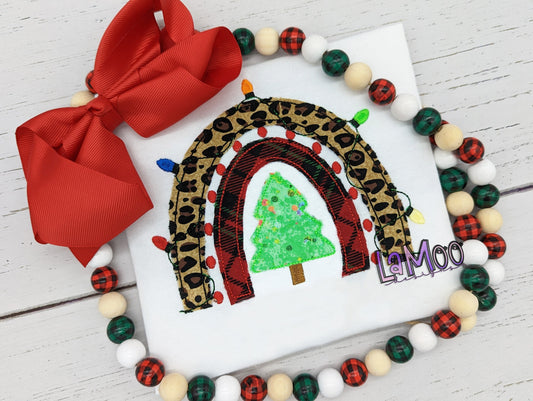 Bean Stitch Christmas Rainbow Embroidery Applique Design