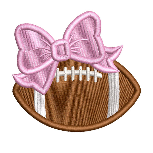 Football with Bow Filled Stitch Embroidery Design