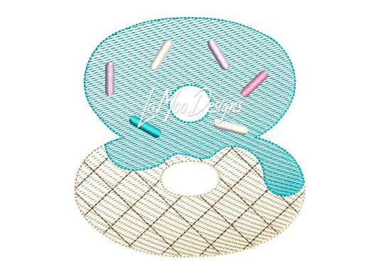 Sketch Design Ice Cream Waffle Cone 8th Birthday Number Embroidery
