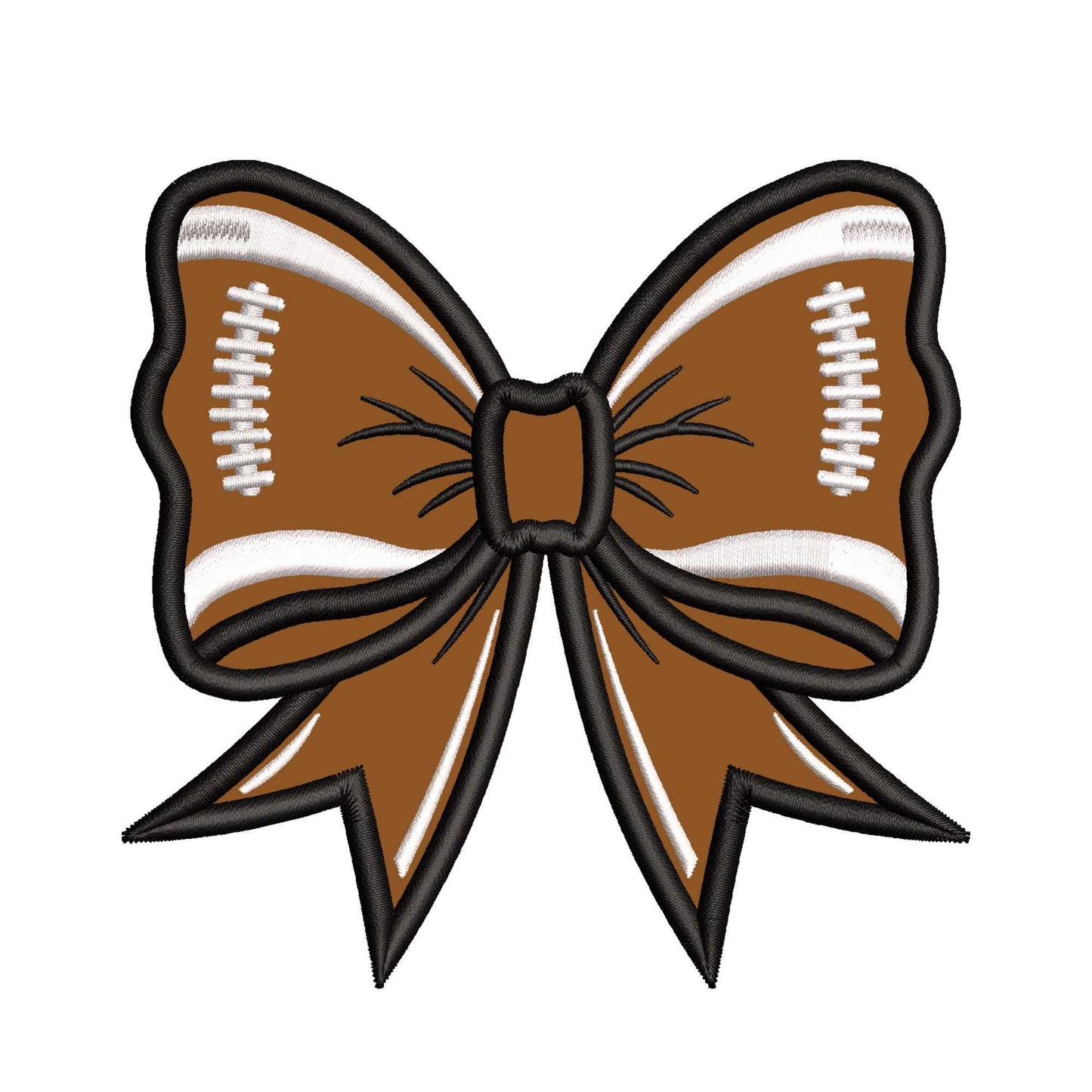 Football Bow Satin Stitch Applique Embroidery Design